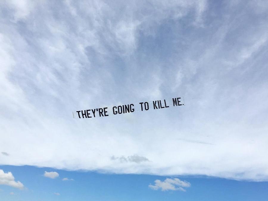 A banner created by Jammie Holmes that flew above New York City on Saturday, May 30th around 12:30 p.m.Photo by Sue Kwon