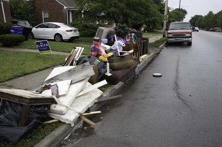 Debris is lined up on the side of the road in Detroit as cleanup efforts continue.City of Detroit/Flickr