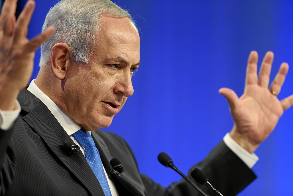 Prime Minister Benjamin Netanyahu giving speech