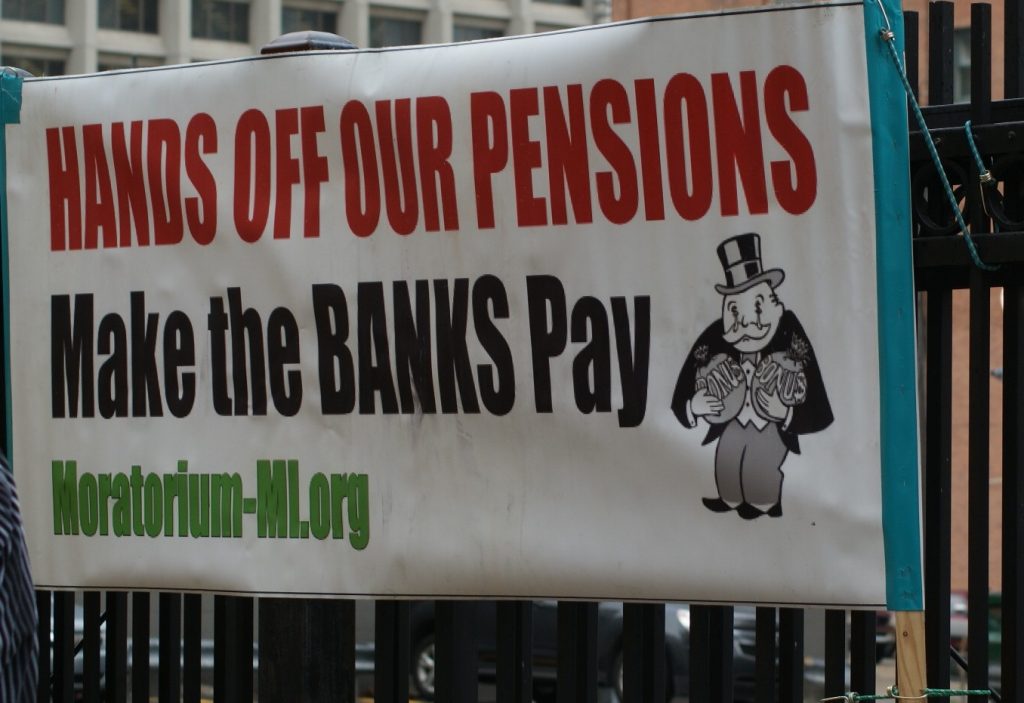 pension protest sign