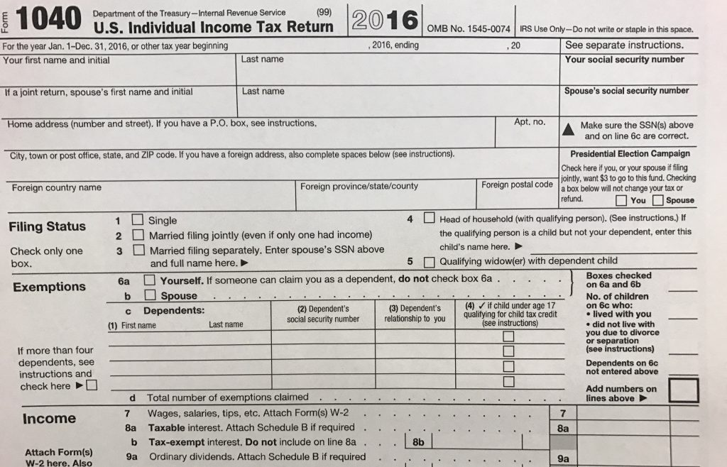 2016 IRS 1040 Form 012717 - pb