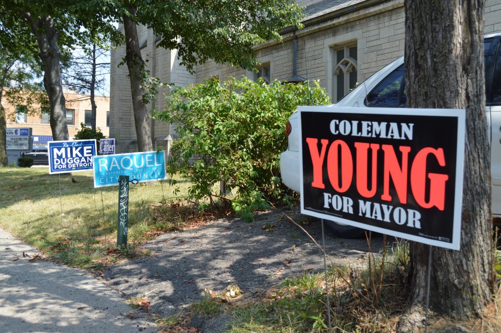 Election Signs Mayor Coleman Young II Duggan Vote 8.8.17-jn