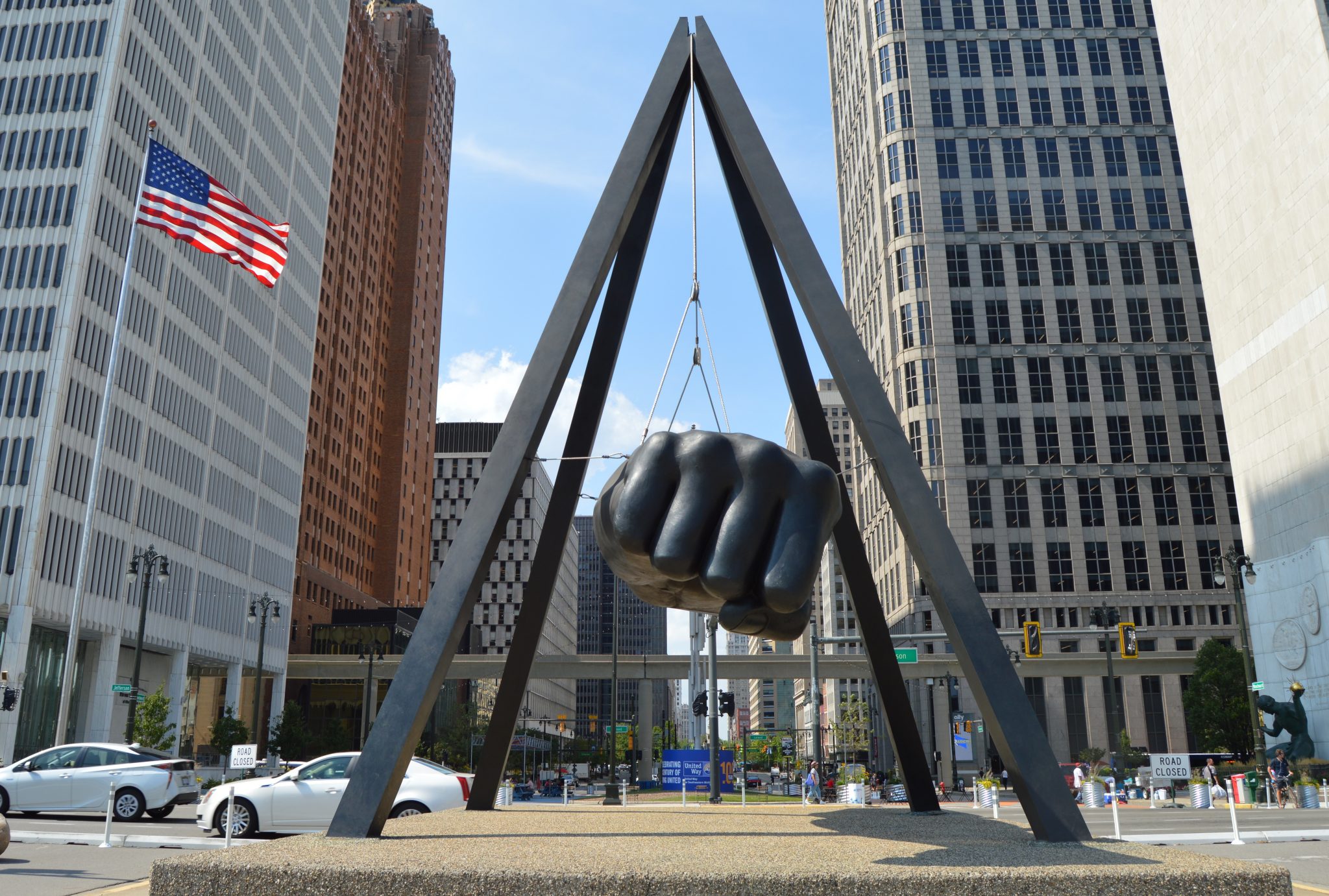Joe Louis fist sculpture in Downtown Detroit
