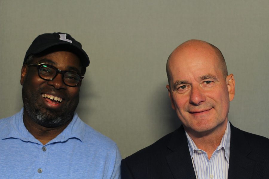 Stephen Henderson (left) and Nolan Finley photographed by StoryCorps in 2017.