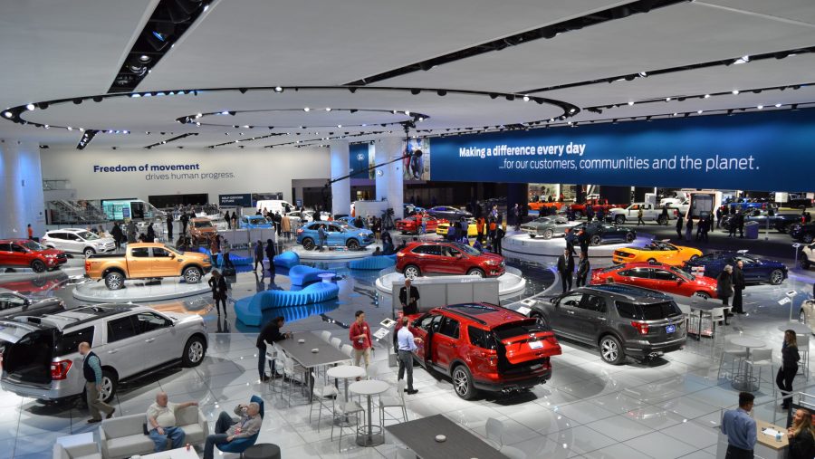 A Ford display at the 2018 North American International Auto Show.