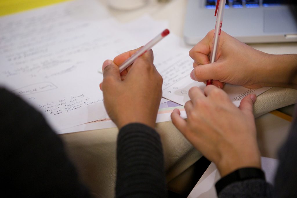 student hands