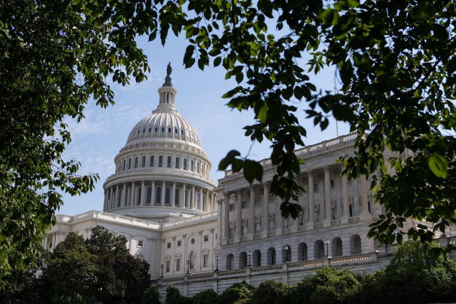 the united states capitol building surrounded by trees