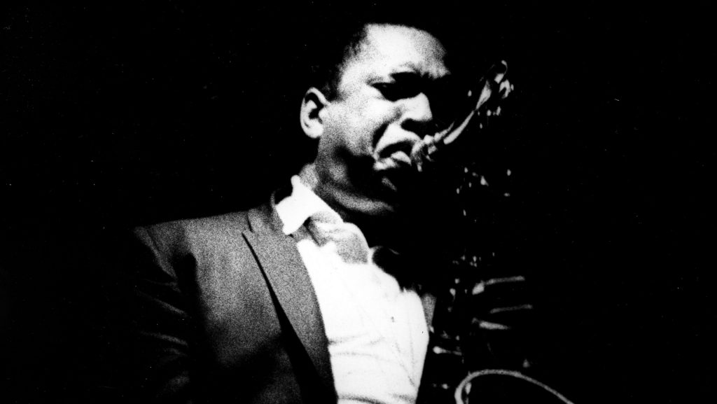 John Coltrane performing at the Drome Lounge in Detroit in 1966.