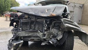 A car destroyed in a crash