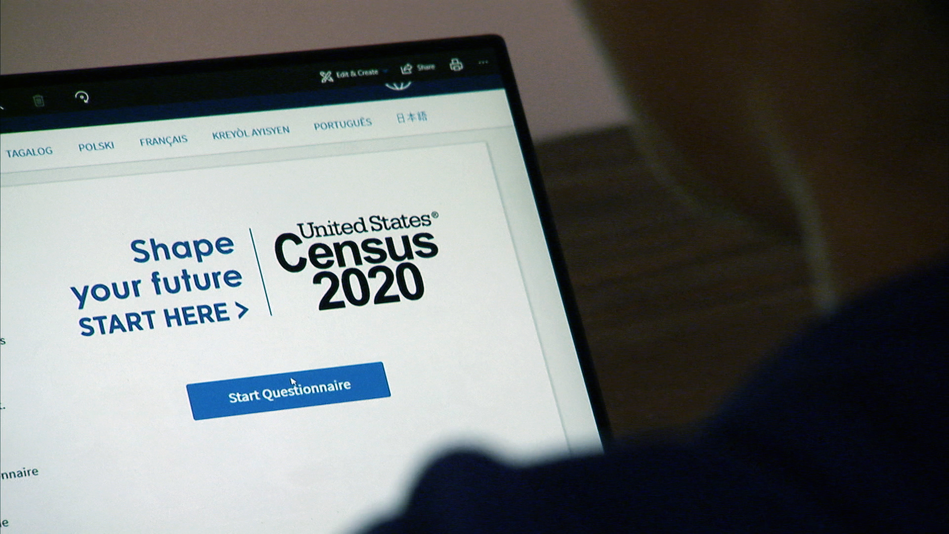 U.S. Census online form.