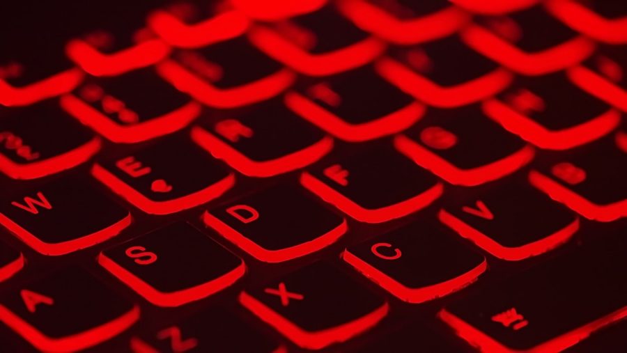 compter keyboard with red backlighting