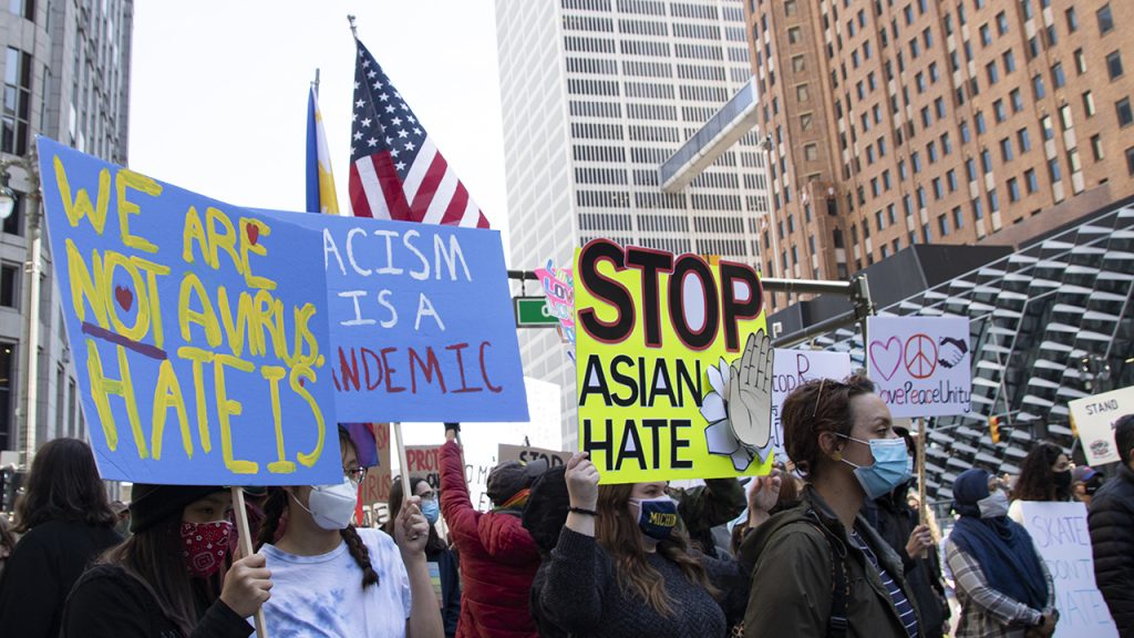 Stop Asian Hate March Down Woodward