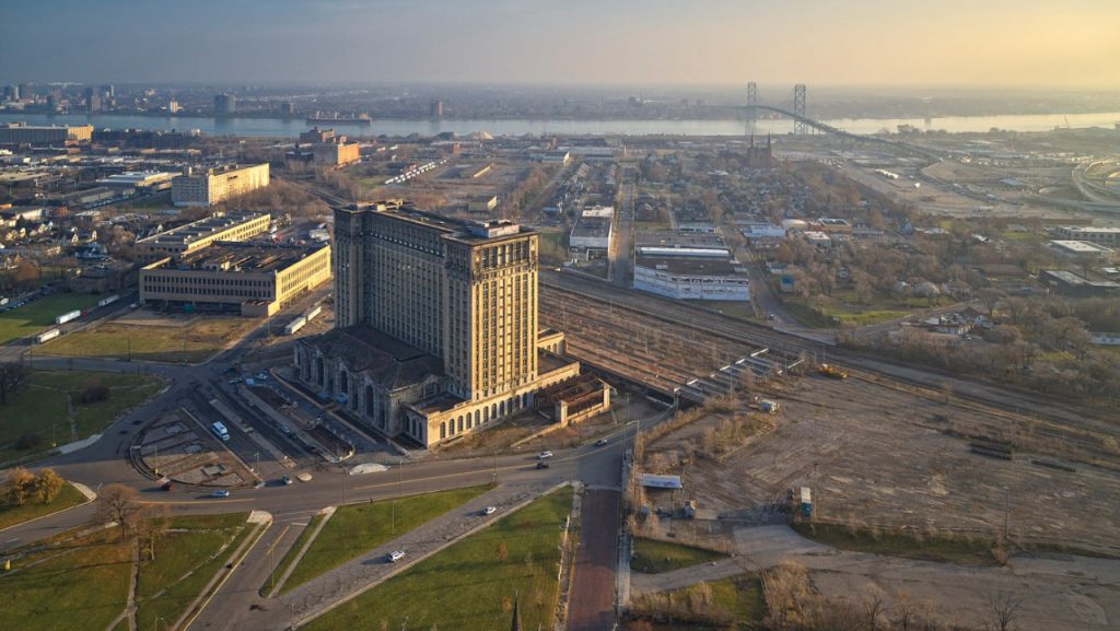 Michigan Central Aerial View Looking Southeast