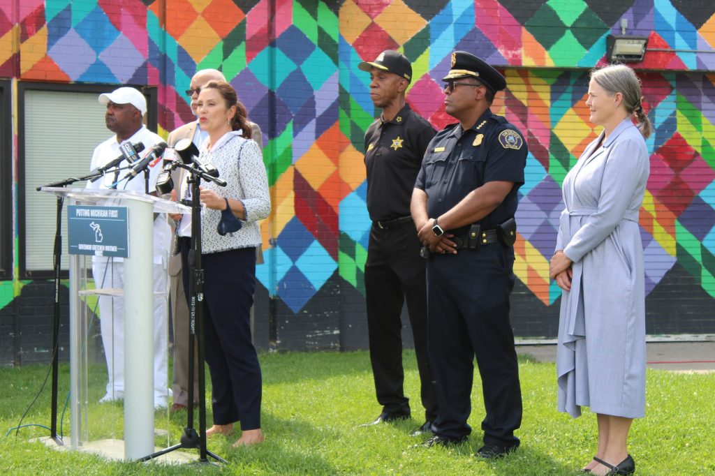 Governor Whitmer at Press Conference in Detroit