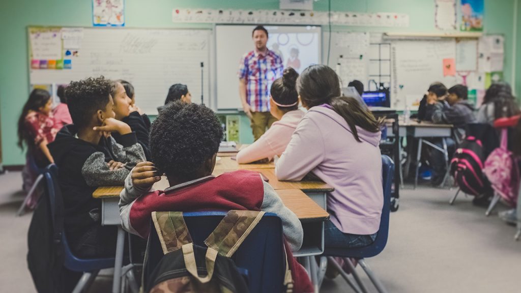 Students and teacher in a classroom