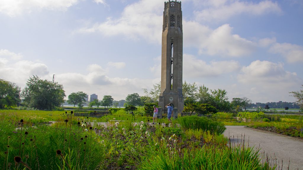 Oudolf Garden with peace tower