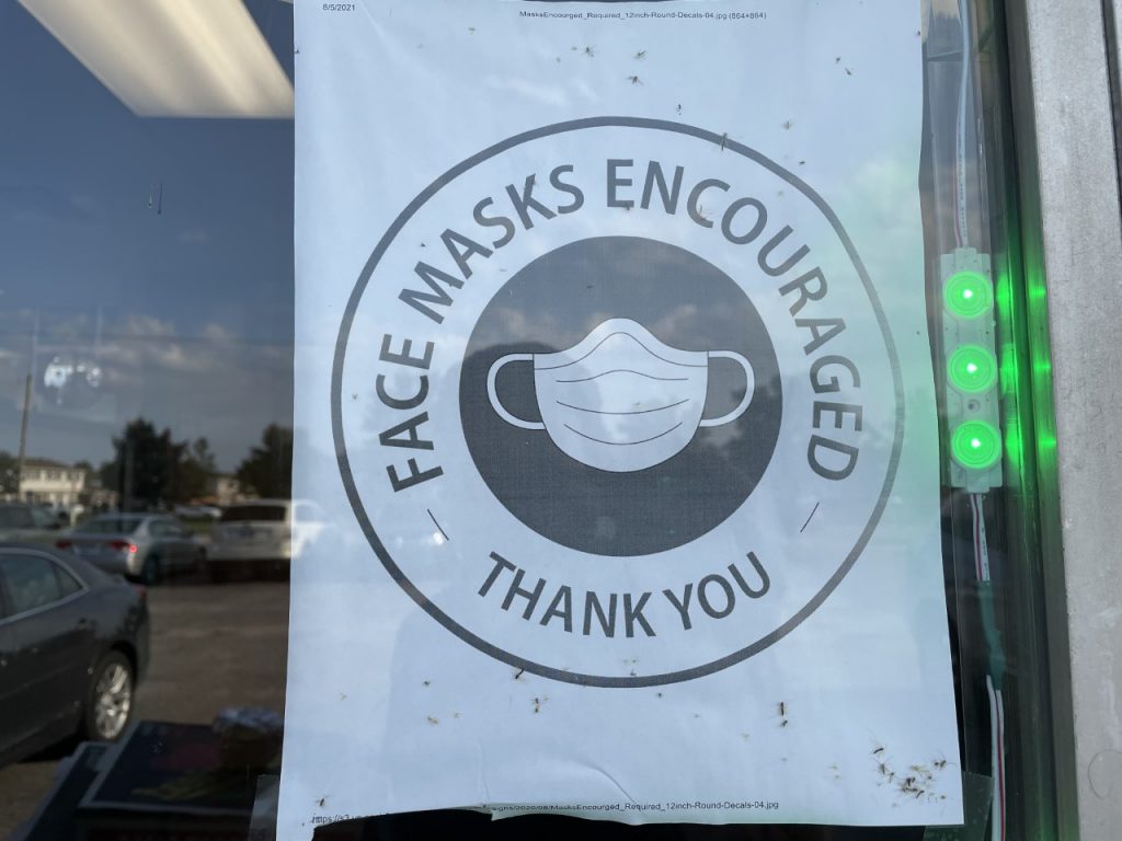 Face Masks Encouraged sign