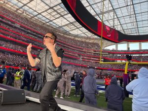 Deaf rapper Sean Forbes performs an American sign language rendition of the Super Bowl halftime show.