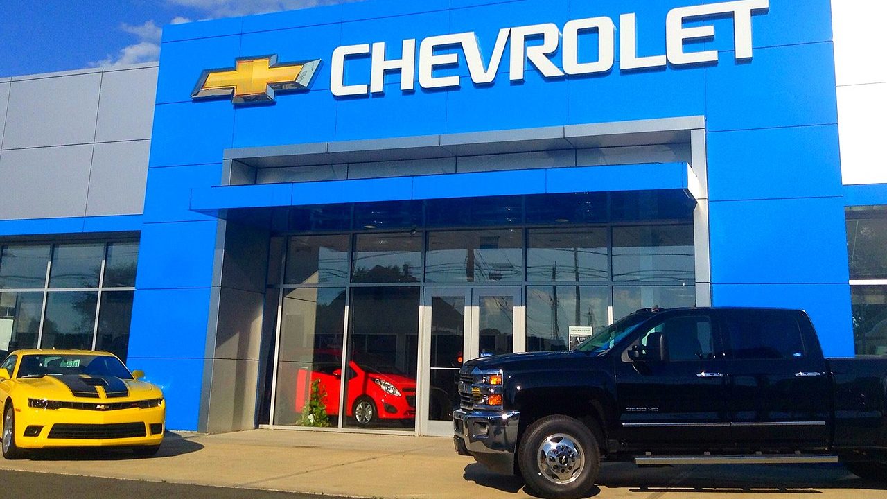 Vehicles displayed at a Chevrolet dealership.