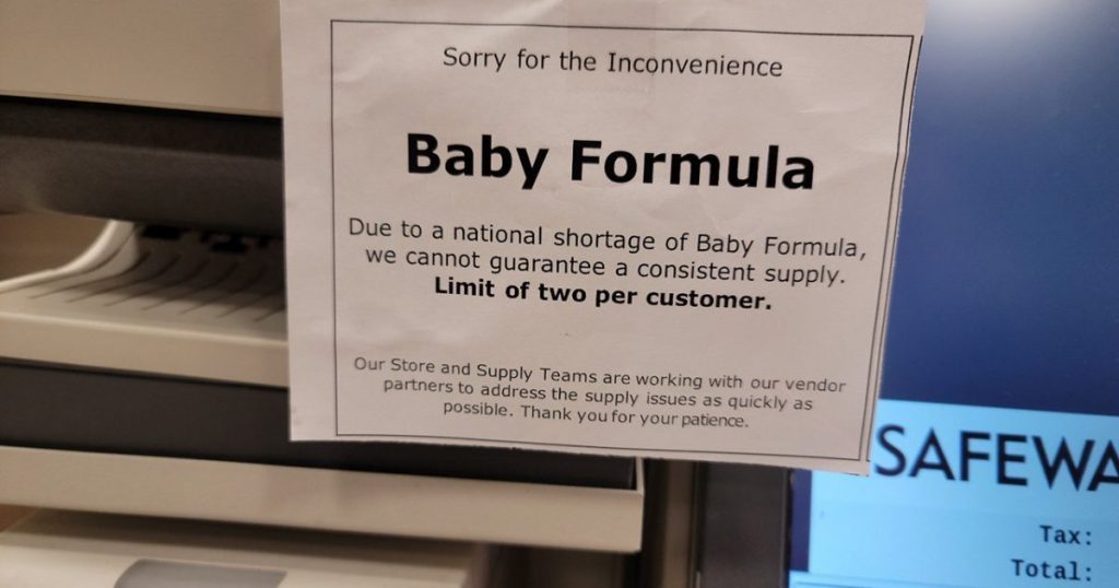 baby formula shortage sign