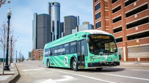 Photo of a DDOT bus in Detroit, Michigan.