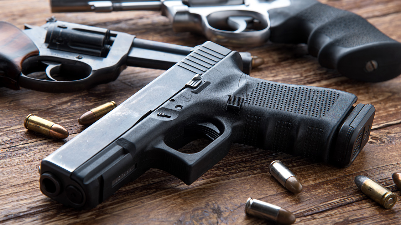 Stock photo of handguns.