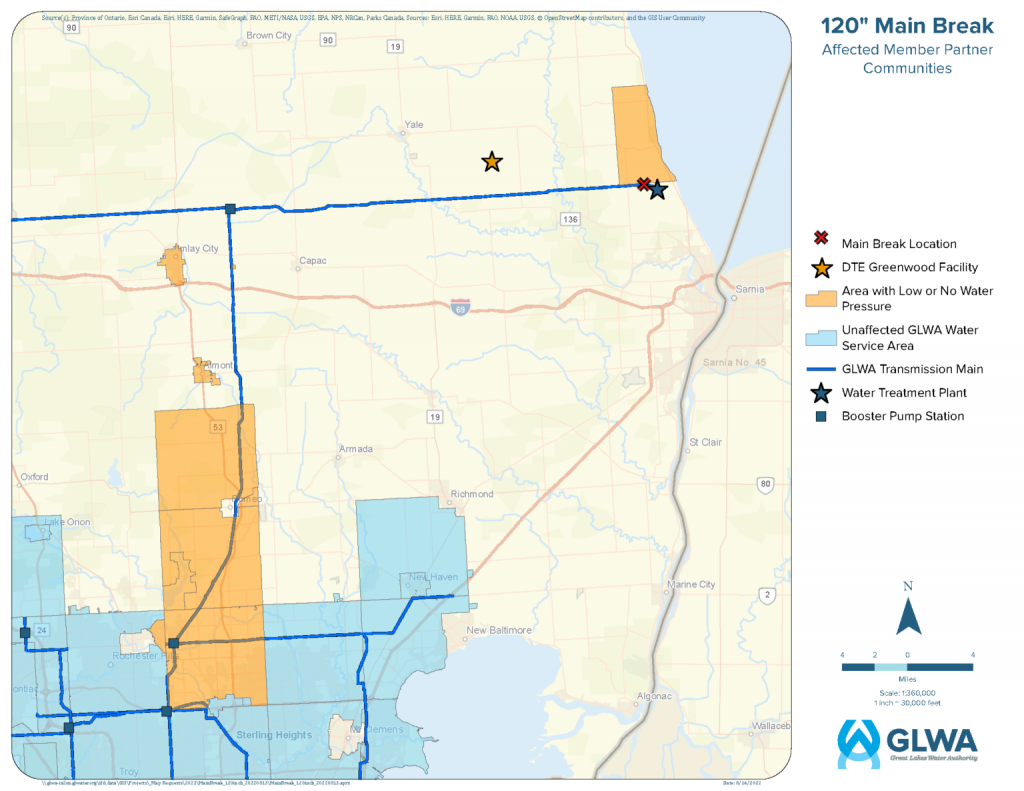 Great Lakes Water Authority water main break update Aug. 16, 2022