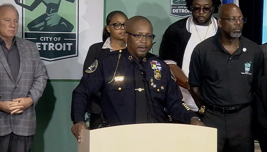 Detroit Police hold press conference describing the arrest of suspected gunman in random shootings.