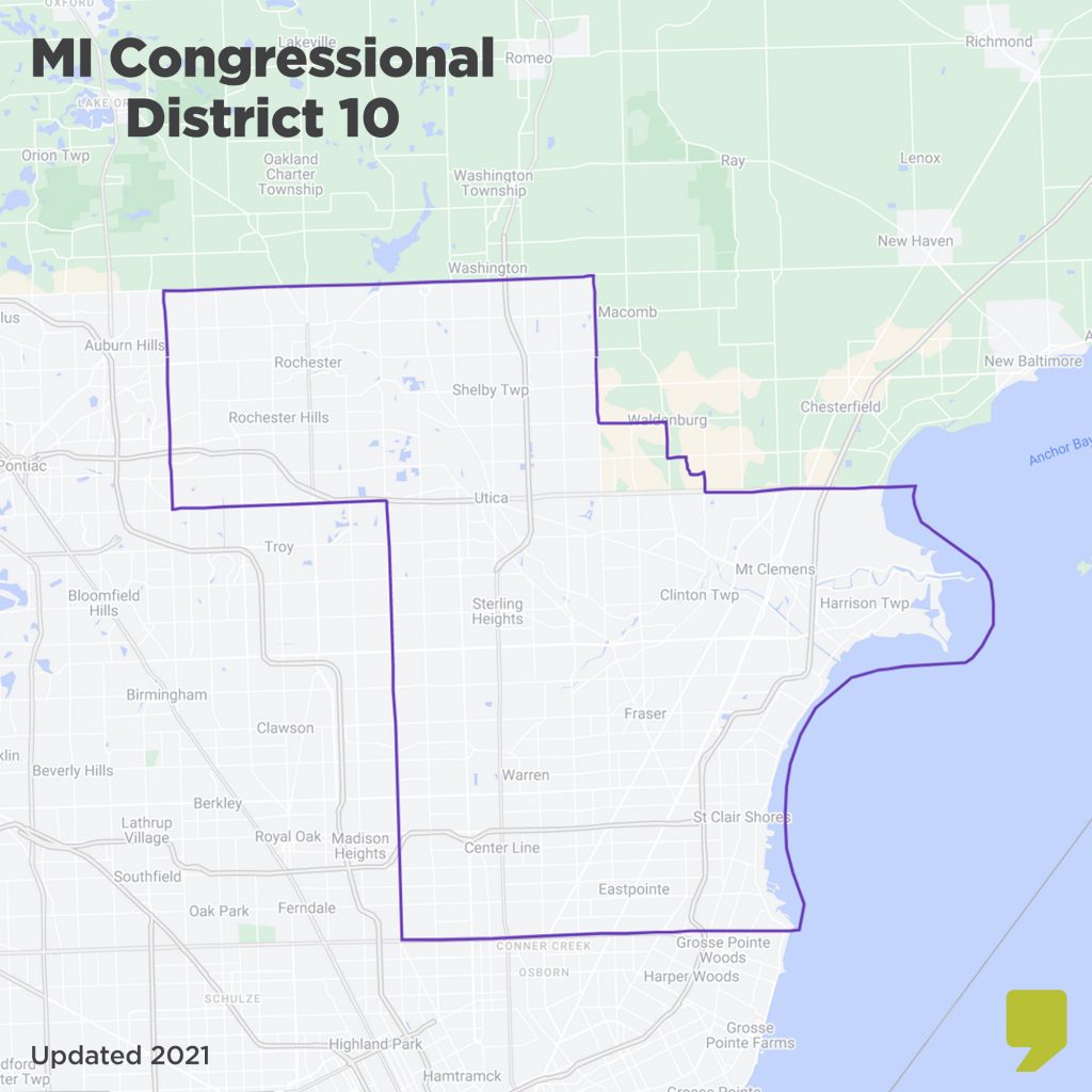 Map of Michigan's 10th Congressional District