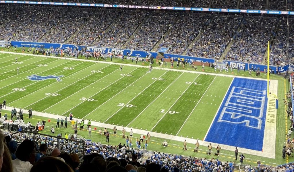 Ford Field full of fans before a Lions game