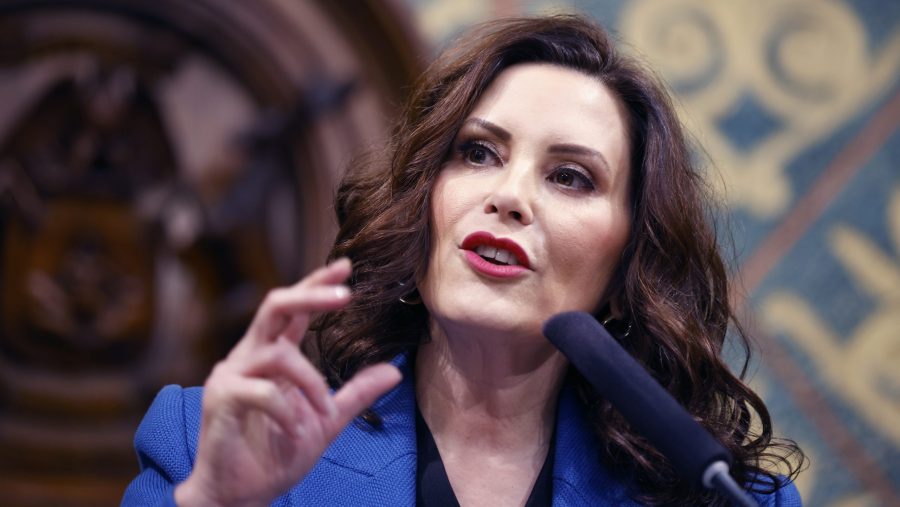 Michigan Gov. Gretchen Whitmer delivers her State of the State address to a joint session of the House and Senate, Wednesday, Jan. 25, 2023, at the state Capitol in Lansing, Mich.