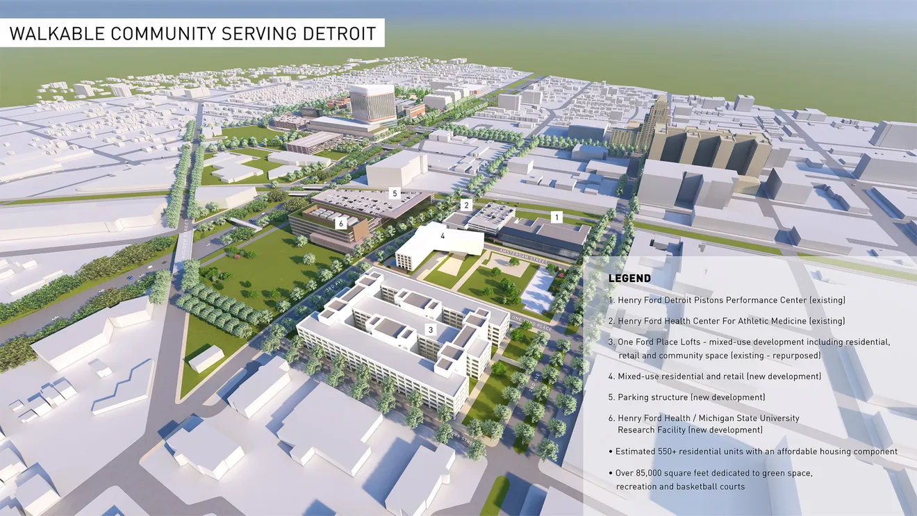 Concept art of proposed Henry Ford Hospital expansion in Detroit.