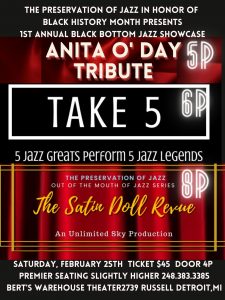 black and red flyer for the first annual Black Bottom Jazz Showcase