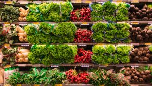 Stock photo of vegetables at grocery store.