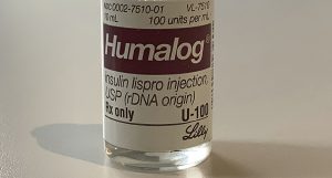 This Wednesday, March 1, 2023 photo shows a vial of Eli Lilly's Humalog insulin in New York.