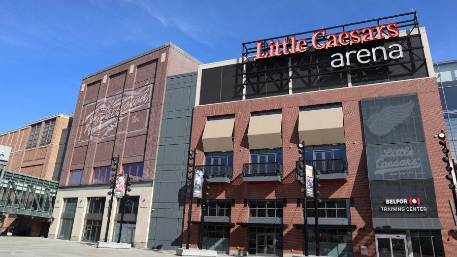 Photo of Little Caesars Arena in downtown Detroit.