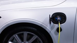 Photo of an electric vehicle charging.
