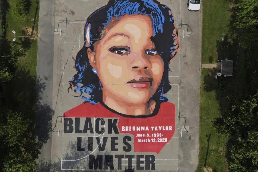 A ground mural depicting a portrait of Breonna Taylor is seen at Chambers Park in Annapolis, Md., July 6, 2020.