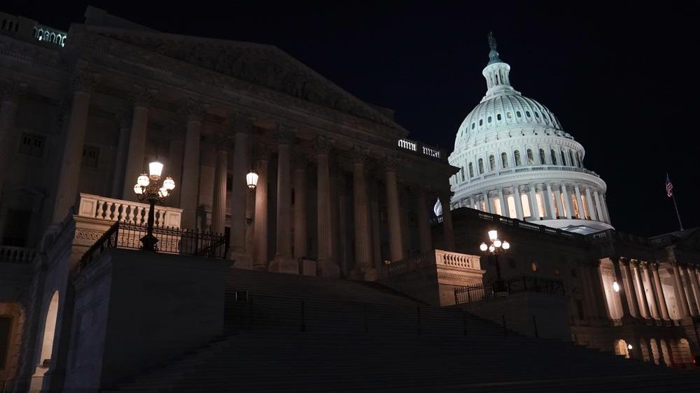 Lights illuminate the Capitol after House Speaker Kevin McCarthy of Calif., announced that he and President Joe Biden had reached an "agreement in principle" to resolve the looming debt crisis on Saturday, May 27, 2023, on Capitol Hill in Washington. (AP Photo/Patrick Semansky)