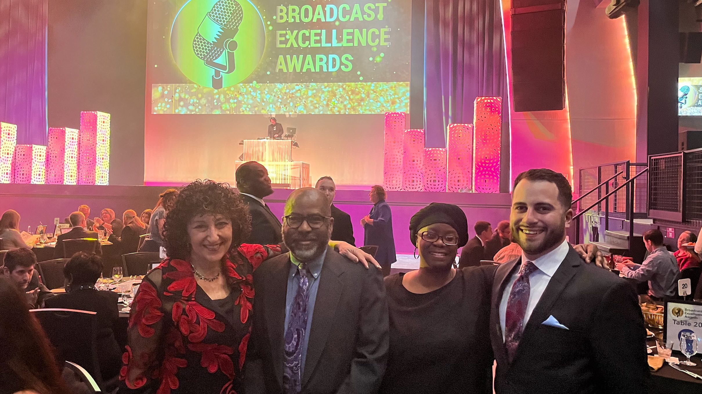 WDET staff members at the Michigan Association of Broadcasters Broadcast Excellence Awards ceremony at Motor City Casino in Detroit, Mich. on April 29, 2023.