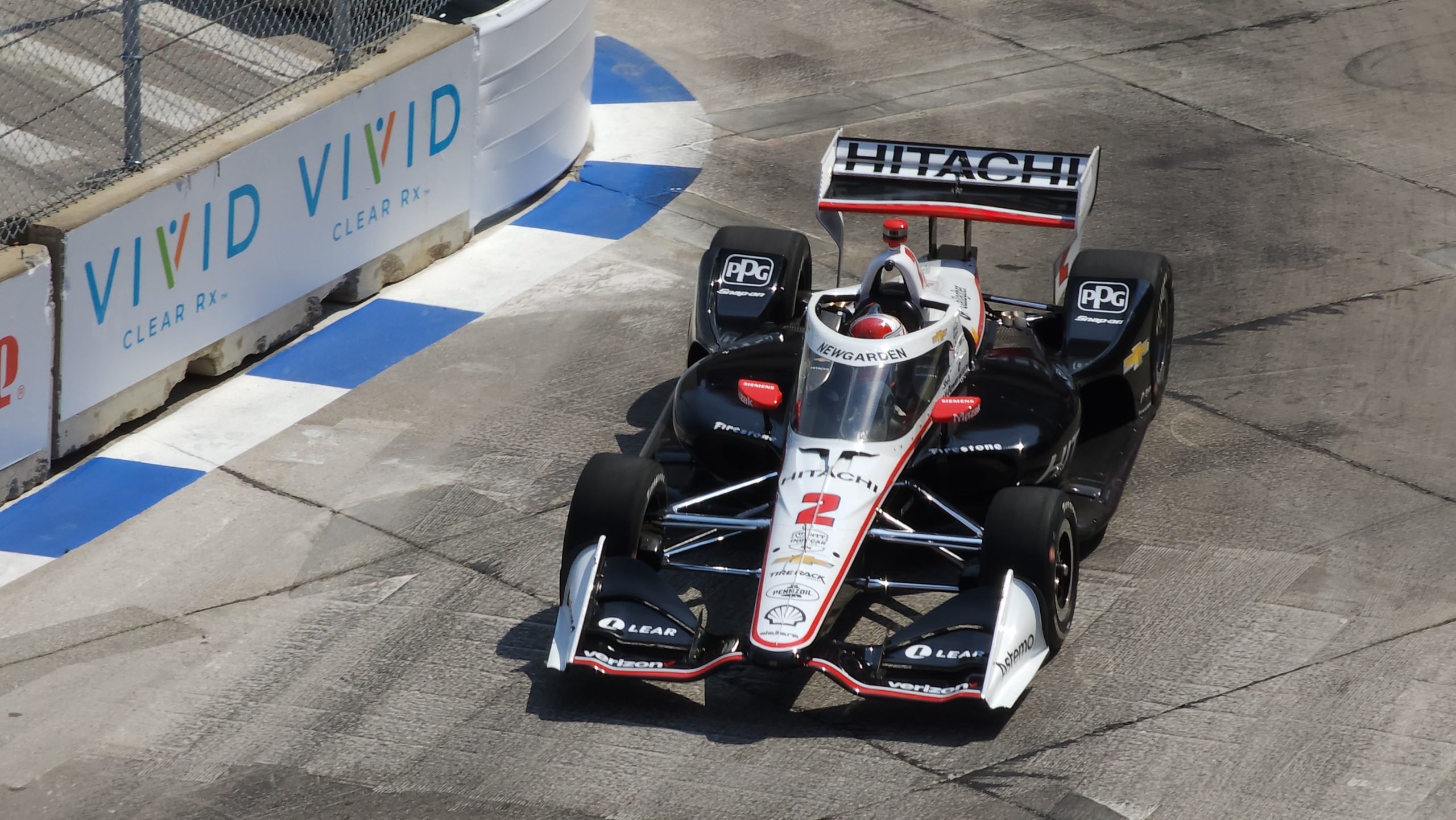 2023 Indy 500 winner Josef Newgarden laps the Grand Prix circuit in Detroit, Mich.