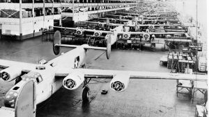 A picture of the production line at the Willow Run bomber plant is Ypsilanti, Mich. during World War II.