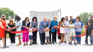 Ribbon cutting ceremony celebrating the renovated Roosevelt Park in Detroit, Mich.