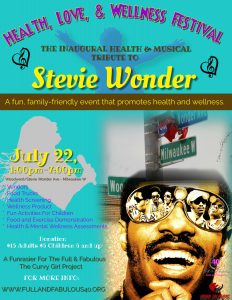 Poster for the Health, Love & Wellness Festival, a tribute to Stevie Wonder.