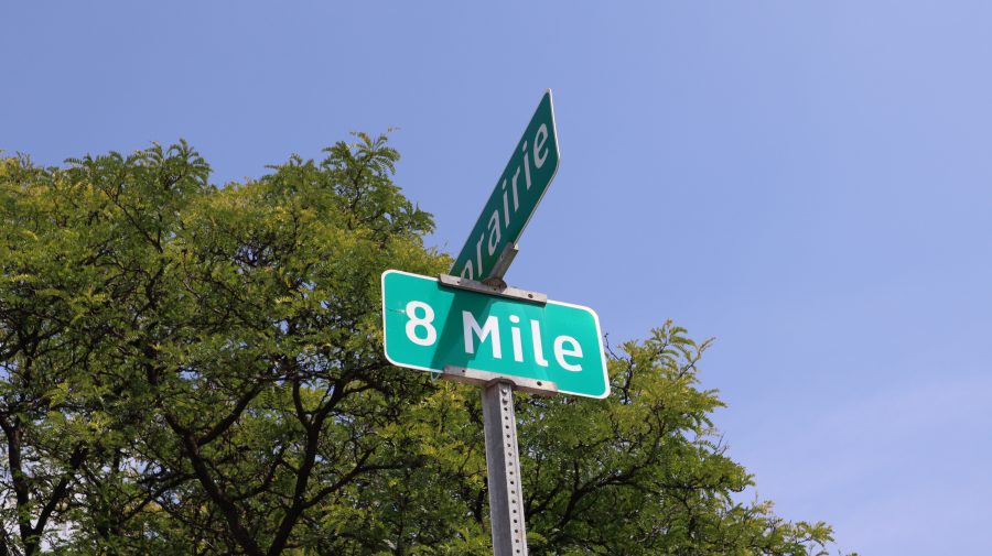 Street sign for Eight Mile Road in Detroit