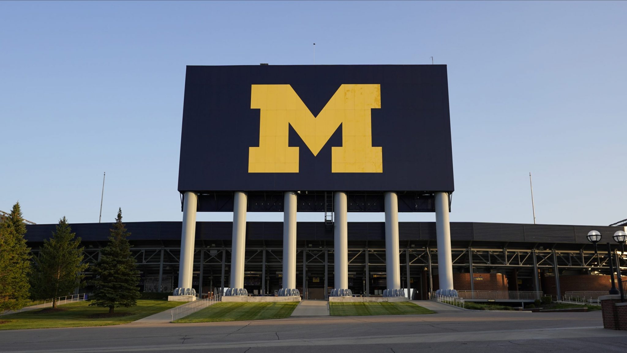 The University of Michigan football stadium is shown in Ann Arbor, Mich., Thursday, Aug. 13, 2020.