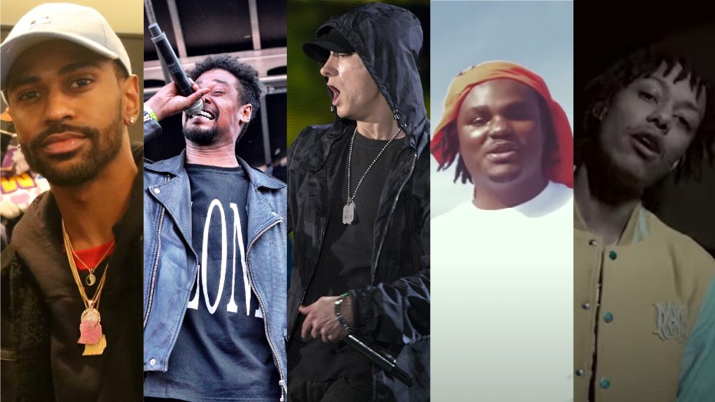 Collage of Big Sean, Danny Brown, Eminem, Tee Grizzley and Skilla Baby.