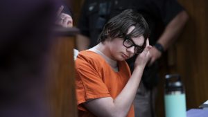 Ethan Crumbley appears in Oakland County Court, on Friday, Aug. 18, 2023, in Pontiac, Mich.