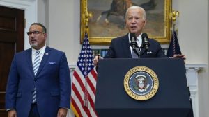 President Joe Biden speaks in the Roosevelt Room of the White House, June 30, 2023, in Washington, as his administration is moving forward on a new student debt relief plan after the Supreme Court struck down his original initiative.