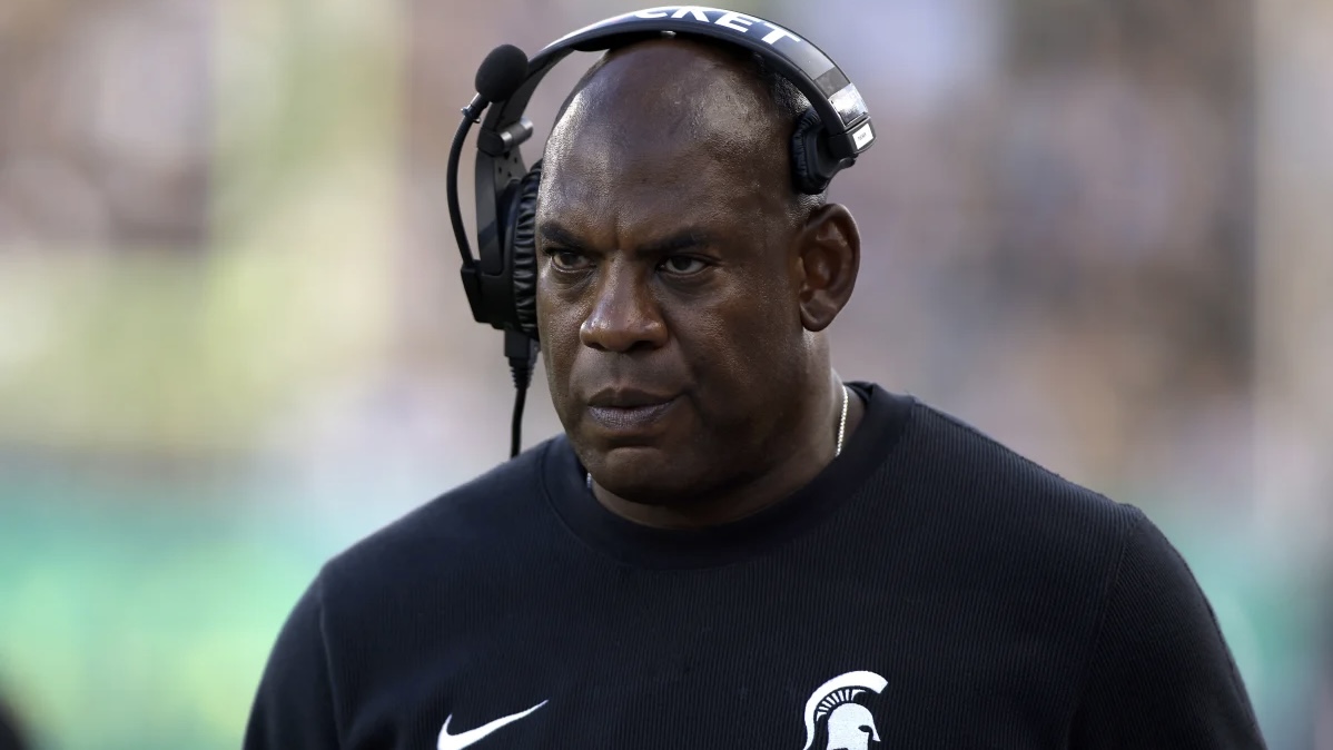 Michigan State football coach Mel Tucker walks the sideline during the second half of an NCAA football game against Richmond on Sept. 9, 2023, in East Lansing, Mich.
